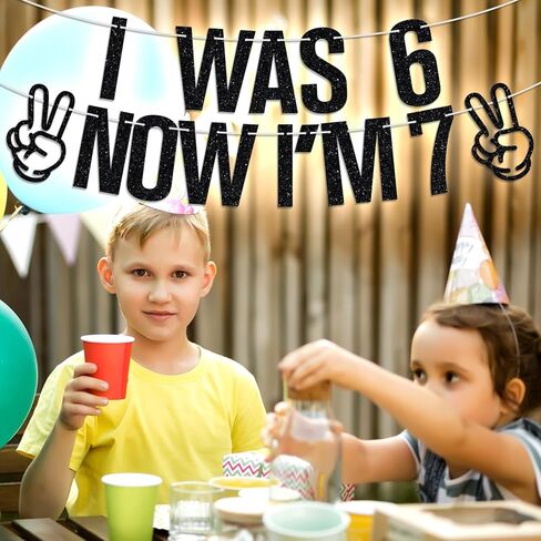 I Was 6 Now I'm 7 Banner, Bruh I'm 7, Hello Seven, Happy 7th Birthday Party Decorations Supplies for Boy Girl in Saudi Arabia