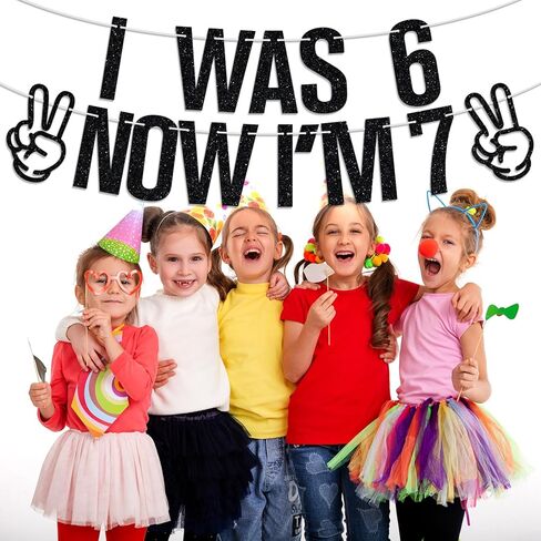 I Was 6 Now I'm 7 Banner, Bruh I'm 7, Hello Seven, Happy 7th Birthday Party Decorations Supplies for Boy Girl in Saudi Arabia