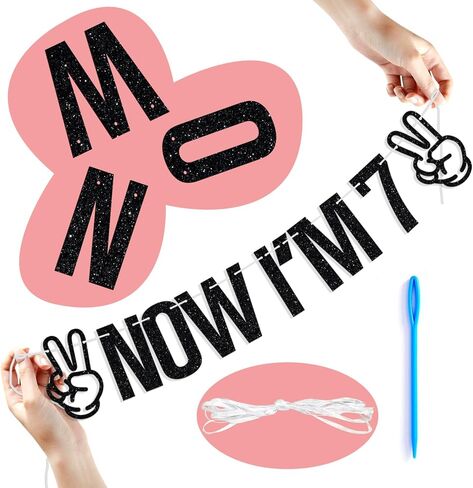 I Was 6 Now I'm 7 Banner, Bruh I'm 7, Hello Seven, Happy 7th Birthday Party Decorations Supplies for Boy Girl in Saudi Arabia