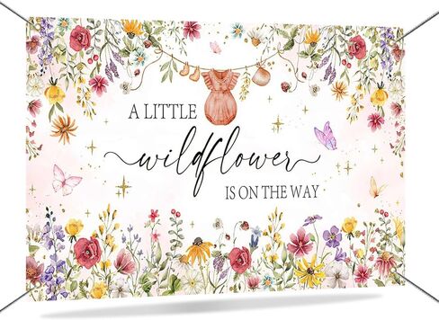 Mocsicka Wildflower Baby Shower خلفية راية الربيع للفتيات الأزهار زهرة برية صغيرة على الطريق ديكورات زهور وردية ذهبية فتاة استحمام الطفل ديكور كشك الصور 70.8 × 43.3 بوصة in Saudi Arabia