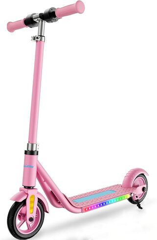 Electric Scooter for Kids Ages 6+, Bluetooth Music Speaker, 150w Hub Motor, Up to 10 mph, 60 mins Ride Time, Led Display, Colorful Lights, 4 Height Adjustable, Best Gift Ideas for Boys and Girls in Saudi Arabia