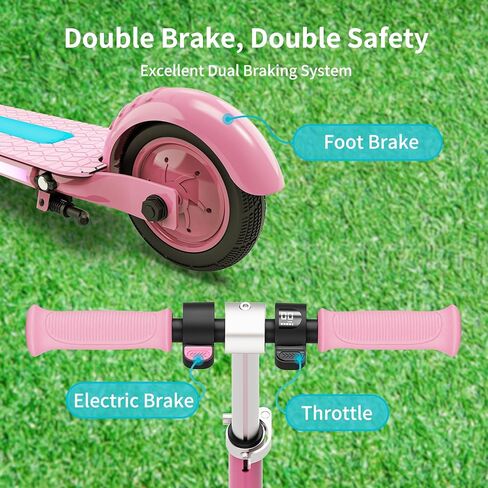 Electric Scooter for Kids Ages 6+, Bluetooth Music Speaker, 150w Hub Motor, Up to 10 mph, 60 mins Ride Time, Led Display, Colorful Lights, 4 Height Adjustable, Best Gift Ideas for Boys and Girls in Saudi Arabia