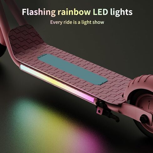 Electric Scooter for Kids Ages 6+, Bluetooth Music Speaker, 150w Hub Motor, Up to 10 mph, 60 mins Ride Time, Led Display, Colorful Lights, 4 Height Adjustable, Best Gift Ideas for Boys and Girls in Saudi Arabia