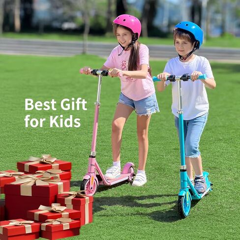 Electric Scooter for Kids Ages 6+, Bluetooth Music Speaker, 150w Hub Motor, Up to 10 mph, 60 mins Ride Time, Led Display, Colorful Lights, 4 Height Adjustable, Best Gift Ideas for Boys and Girls in Saudi Arabia
