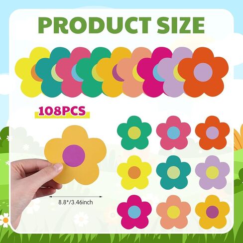 Fuutreo 108 Pcs Colorful Flower Cutouts Paper 3.5 Inch Spring Summer Bulletin Board Decorations Flowers Die Cut for Crafts DIY Teachers School Office Chalkboard Wall Decor in Saudi Arabia