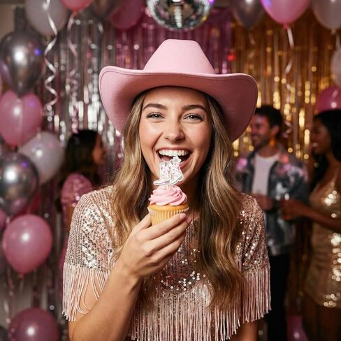 24PCS Disco Cowgirl Cupcake Toppers,Pink Vintage Western Themed Disco Cowgirl Birthday Party Decorations,Cute Disco Ball Hats Boots Horseshoes Cactus Picks in Saudi Arabia