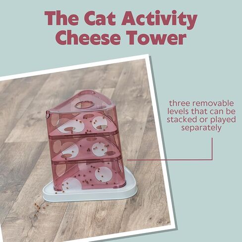 TRIXIE Cheese Tower Interactive Cat Toy, Enrichment Toys for Indoor Cats, Treat Puzzle Interactive Play and Mental Stimulation, Berry in Saudi Arabia