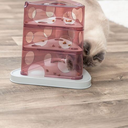 TRIXIE Cheese Tower Interactive Cat Toy, Enrichment Toys for Indoor Cats, Treat Puzzle Interactive Play and Mental Stimulation, Berry in Saudi Arabia