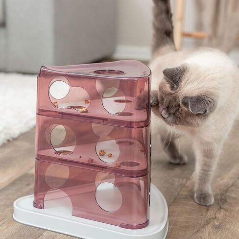 TRIXIE Cheese Tower Interactive Cat Toy, Enrichment Toys for Indoor Cats, Treat Puzzle Interactive Play and Mental Stimulation, Berry in Saudi Arabia
