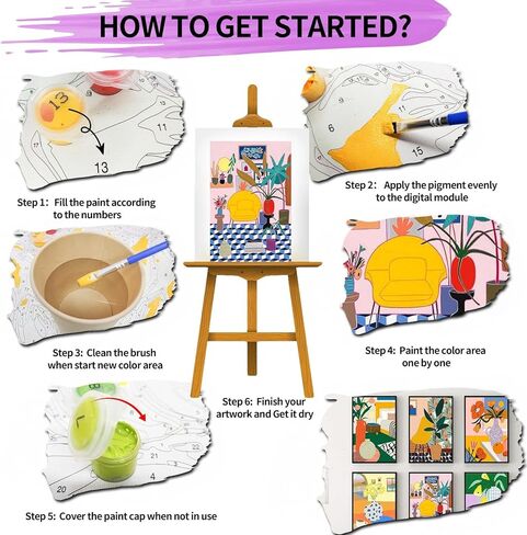 Paint by Numbers for Adult Kits, 6 Packs Flowers DIY Oil Painting by Number Kits for Adults Beginners on Canvas for Home Wall Decor Christmas Birthday Gifts 7.8x11.8 inch/20X30CM (No Frame) in Saudi Arabia