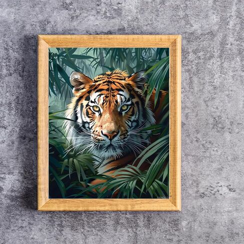SVINOILER Paint by Numbers Tiger Jungle, Bamboo Forest Paint by Number for Adults, Wild Animal Easy Acrylic DIY Oil Painting Canvas Wall Art, Tigers Home Wall Decor, 16x20inch Without Frame in Saudi Arabia