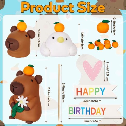 10 Pcs Capybara Cake Toppers Capybara Birthday Party Cake Decoration Soft Clay Imitation Woodland Duck Animal Orange for Birthday Baby Shower Party in Saudi Arabia