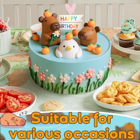 10 Pcs Capybara Cake Toppers Capybara Birthday Party Cake Decoration Soft Clay Imitation Woodland Duck Animal Orange for Birthday Baby Shower Party in Saudi Arabia