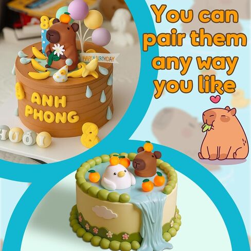 10 Pcs Capybara Cake Toppers Capybara Birthday Party Cake Decoration Soft Clay Imitation Woodland Duck Animal Orange for Birthday Baby Shower Party in Saudi Arabia