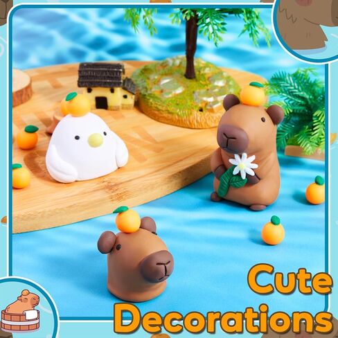 10 Pcs Capybara Cake Toppers Capybara Birthday Party Cake Decoration Soft Clay Imitation Woodland Duck Animal Orange for Birthday Baby Shower Party in Saudi Arabia