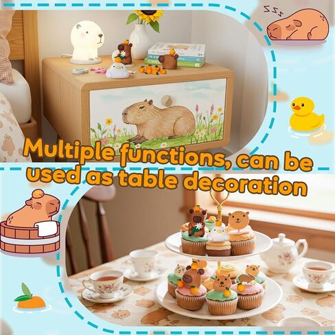 10 Pcs Capybara Cake Toppers Capybara Birthday Party Cake Decoration Soft Clay Imitation Woodland Duck Animal Orange for Birthday Baby Shower Party in Saudi Arabia