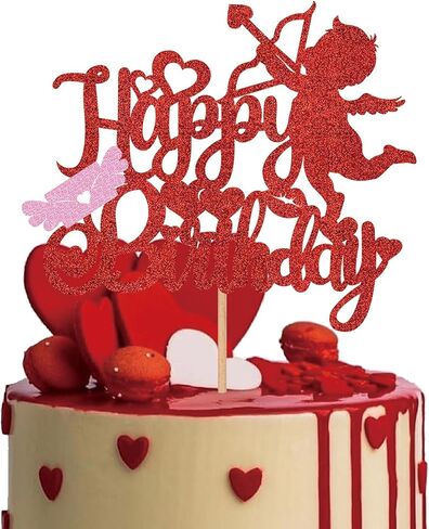 Cupid Cake Topper - Red Glitter Sweet Love Birthday cake Decoration , Valentine's Day Theme, Wedding, Bridal Shower & Birthday Party Cake Supplies in Saudi Arabia