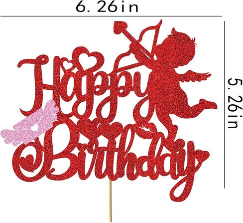 Cupid Cake Topper - Red Glitter Sweet Love Birthday cake Decoration , Valentine's Day Theme, Wedding, Bridal Shower & Birthday Party Cake Supplies in Saudi Arabia