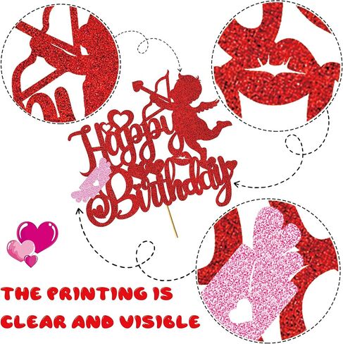 Cupid Cake Topper - Red Glitter Sweet Love Birthday cake Decoration , Valentine's Day Theme, Wedding, Bridal Shower & Birthday Party Cake Supplies in Saudi Arabia