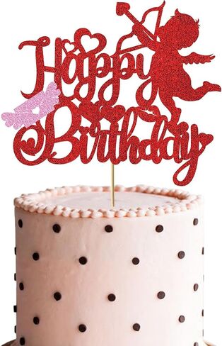 Cupid Cake Topper - Red Glitter Sweet Love Birthday cake Decoration , Valentine's Day Theme, Wedding, Bridal Shower & Birthday Party Cake Supplies in Saudi Arabia