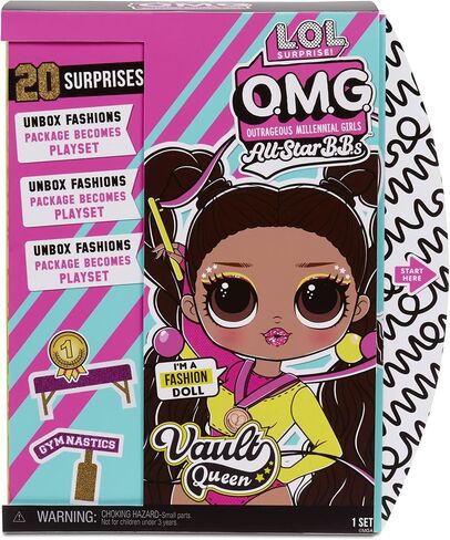 L.O.L. Surprise! OMG Sports Vault Queen Artistic Gymnastics Fashion Doll with 20 Surprises Including Sparkly Accessories & Reusable Playset, Posable - Gift for Kids, Toys for Girls Boys Ages 4 5 6 7+ in Saudi Arabia