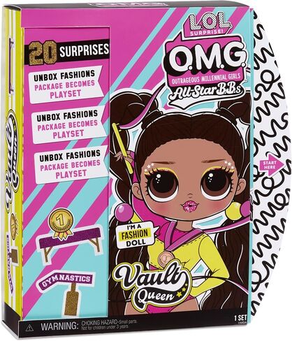 L.O.L. Surprise! OMG Sports Vault Queen Artistic Gymnastics Fashion Doll with 20 Surprises Including Sparkly Accessories & Reusable Playset, Posable - Gift for Kids, Toys for Girls Boys Ages 4 5 6 7+ in Saudi Arabia