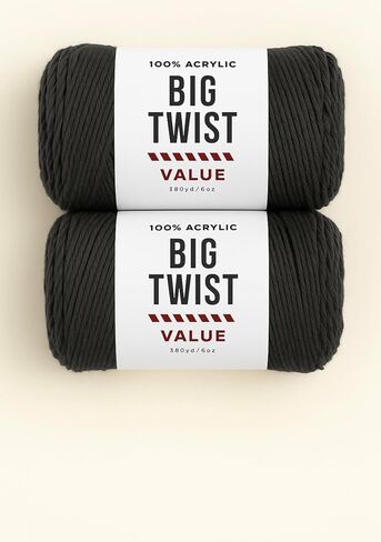 حزمة خيوط Big Twist Value مكونة من قطعتين - فحمي 100% أكريليك، 6 أونصة من الخيوط (380 ياردة لكل منها) in Saudi Arabia