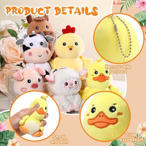 Aoriher 6 Pcs Mini Plush Farm Animals Bulk 4 Inch Cute Stuffed Animals Plush Horse Cow Pig Sheep Duck Chick for Baby Shower Birthday Gift Farm Themed Party Prizes Easter Stuffers in Saudi Arabia
