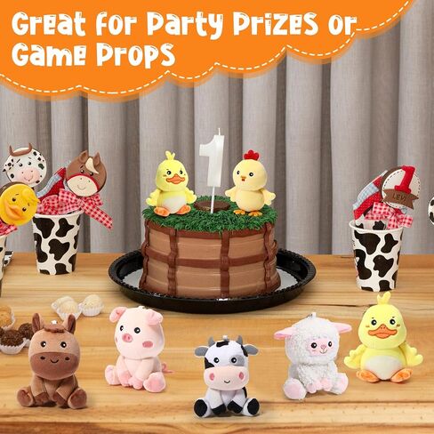 Aoriher 6 Pcs Mini Plush Farm Animals Bulk 4 Inch Cute Stuffed Animals Plush Horse Cow Pig Sheep Duck Chick for Baby Shower Birthday Gift Farm Themed Party Prizes Easter Stuffers in Saudi Arabia