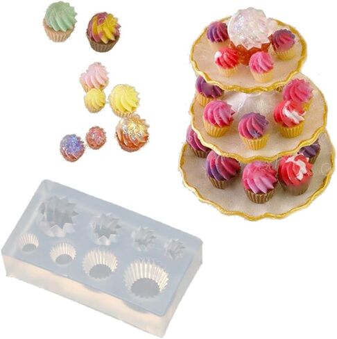 DIY Pendant,DIY 3D Glass Bottle Resin Mold Goblet Cup Simulated Food Mini Cake Silicone Mold, Clear, As the pictures shown in Saudi Arabia