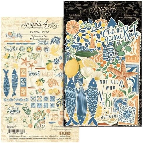 Graphic 45 Scenic Route Decorative Papers - 8x8 Paper Pack and Ephemera Die-Cuts in Saudi Arabia