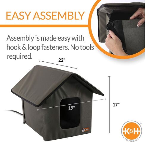 K&H Pet Products Outdoor Heated Kitty House, Heated Cat House for Outside Community Cats, Strays, and Ferals, Insulated Shelter, Warming Cold Weather House with Heated Pad for Winter, Olive/Olive in Saudi Arabia