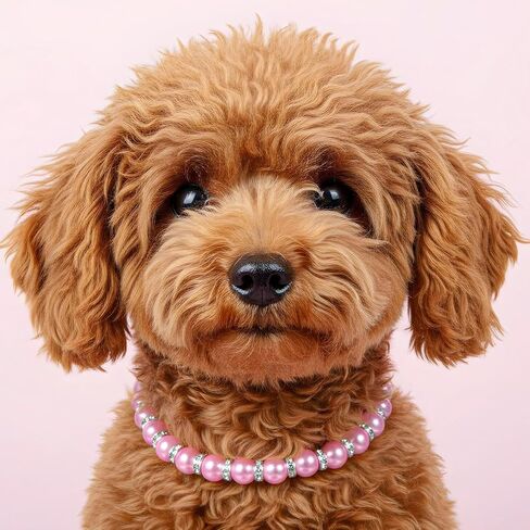 Pink Imitation Pearl Dog Necklace Collar with Bow, Adjustable Cat Jewelry for Small Medium Pets in Saudi Arabia