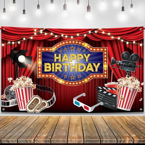 KatchOn, Large Movie Night Banner - 72x44 Inch | Movie Birthday Party Decorations | Movie Theme Party Decorations, Movie Night Backdrop for Movie Birthday Party Supplies | Happy Birthday Movie Banner in Saudi Arabia