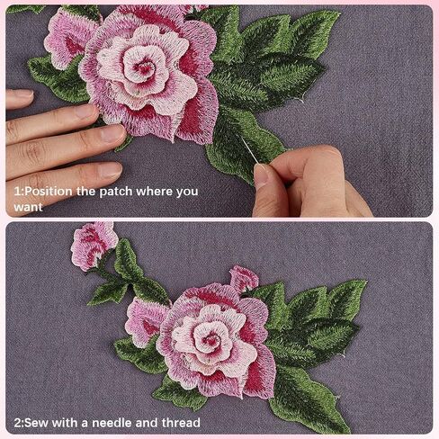 10Pcs 5 Styles Pink Flower Embroidered Patches Vintage Rose Sew on Patch Assorted Floral Embroidery Repair Badge Appliques Bulk for Sewing Making Dress Clothes Crafts Shirt Decor DIY Supply in Saudi Arabia