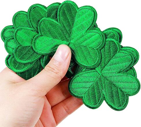24 Pcs Shamrock Patches Irish Clover Embroidered Patch St Patrick Patch Lucky Shamrock Dark Green Irish Patches for Jackets Backpacks Bags Hats Clothing Arts Crafts in Saudi Arabia