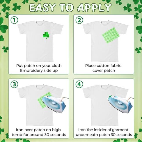24 Pcs Shamrock Patches Irish Clover Embroidered Patch St Patrick Patch Lucky Shamrock Dark Green Irish Patches for Jackets Backpacks Bags Hats Clothing Arts Crafts in Saudi Arabia