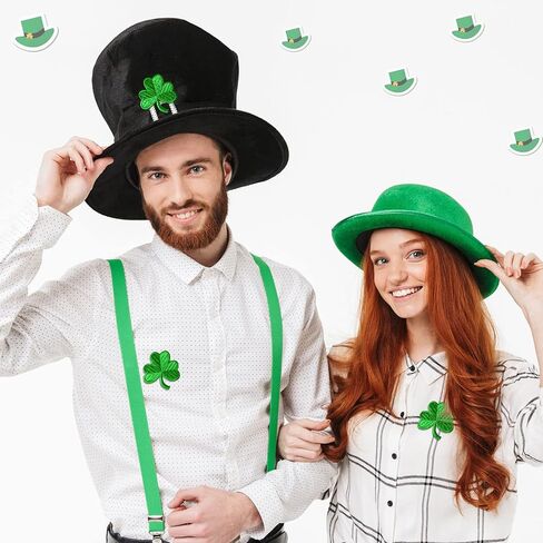 24 Pcs Shamrock Patches Irish Clover Embroidered Patch St Patrick Patch Lucky Shamrock Dark Green Irish Patches for Jackets Backpacks Bags Hats Clothing Arts Crafts in Saudi Arabia