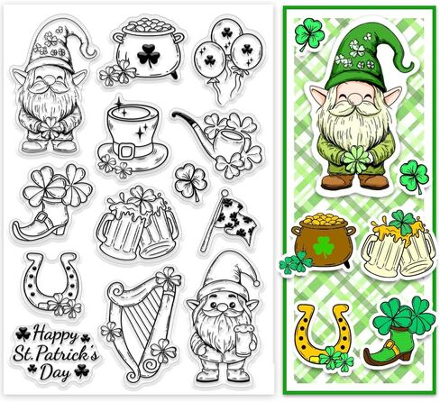 PH PandaHall St Patrick's Day Clear Stamps, Lucky Shamrock Silicone Stamp Four Leaf Clover Transparent Rubber Stamp for Invitation Cards, Journal, Scrapbooking, Gift Tags,Paper Crafting Photo Albums in Saudi Arabia