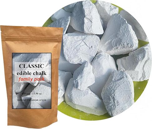 Classic Edible Chalk Chunks 450g – Extra Large Natural Crunchy White Chalk for Eating, Pica Cravings Relief, ASMR Crunch in Saudi Arabia