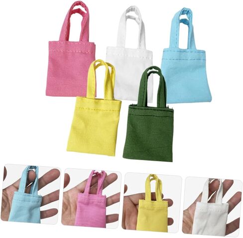 10pcs Miniature Canvas Bag Dollhouse Accessories Decorative Tote Bags for Dolls for Miniature Scenes and Keychain Use in Saudi Arabia