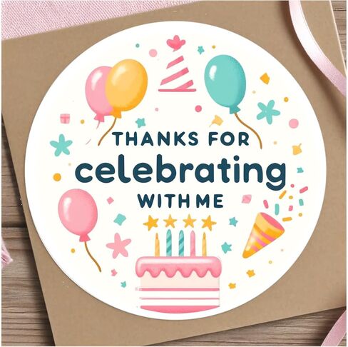 Birthday Party Thank You Stickers,Thanks for Celebrating with Me 24 Pack, Perfect for Birthday Parties Decoartion, Baby Showers, Favor Boxes, Goodie Bags, Popcorn Boxes and More in Saudi Arabia