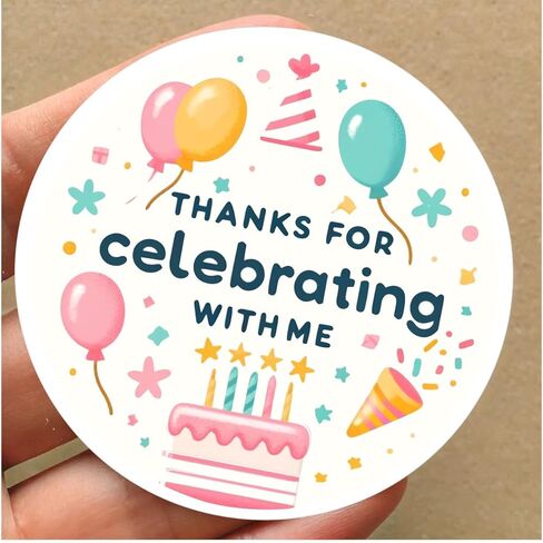 Birthday Party Thank You Stickers,Thanks for Celebrating with Me 24 Pack, Perfect for Birthday Parties Decoartion, Baby Showers, Favor Boxes, Goodie Bags, Popcorn Boxes and More in Saudi Arabia