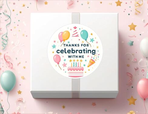 Birthday Party Thank You Stickers,Thanks for Celebrating with Me 24 Pack, Perfect for Birthday Parties Decoartion, Baby Showers, Favor Boxes, Goodie Bags, Popcorn Boxes and More in Saudi Arabia