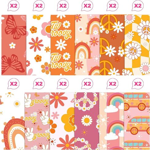 24 Sheets Orange Daisy Hippie Scrapbook Paper 12'' x 12'' Little Orange Daisy Boho Pattern Paper Pack Retro Boho Double-Sided Scrapbook Pack for Photo Albums, Gift Wrapping, Journal Decoration in Saudi Arabia