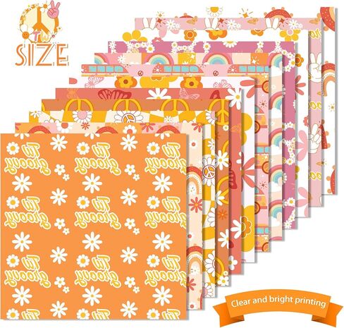 24 Sheets Orange Daisy Hippie Scrapbook Paper 12'' x 12'' Little Orange Daisy Boho Pattern Paper Pack Retro Boho Double-Sided Scrapbook Pack for Photo Albums, Gift Wrapping, Journal Decoration in Saudi Arabia