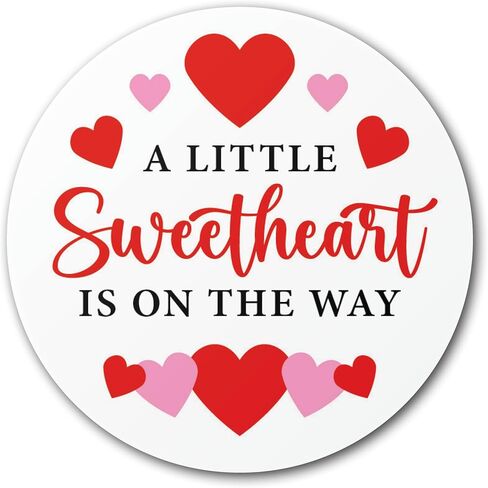 36 2.5 inch A Little Sweetheart is on the Way Stickers with Hearts for Valentine Baby Shower Favors (Red) in Saudi Arabia