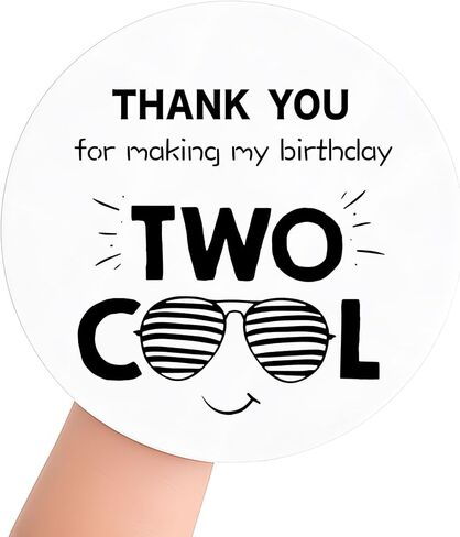 120pcs Two Cool Birthday Stickers, 1.6 Inch Round Thank You Stickers for 2nd Birthday Party, Black and White Sunglasses Theme Favor Labels for Boys Gift Bags, Boxes, and Cards in Saudi Arabia