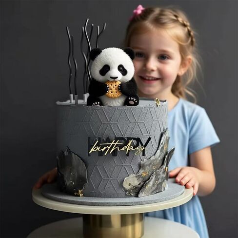 غلاف كعكة عيد ميلاد سعيد، أكريليك مرآة باللونين الأسود والذهبي، 3.54 × 0.98 بوصة، 10 عبوات من ديكورات الكيك للحفلات in Kuwait