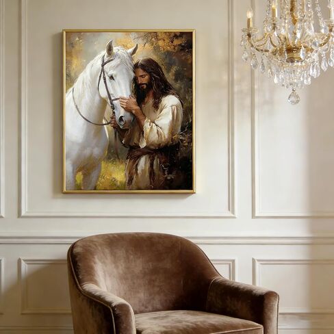 Jesus & Horse Diamond Art Painting Kit for Adults: 5D Full Drill Gem Painting with Diamond Dots. Sparkling DIY Christian Craft for Home Wall Decor, a Thoughtful Gift for Beginners,12x16 Inch in Kuwait
